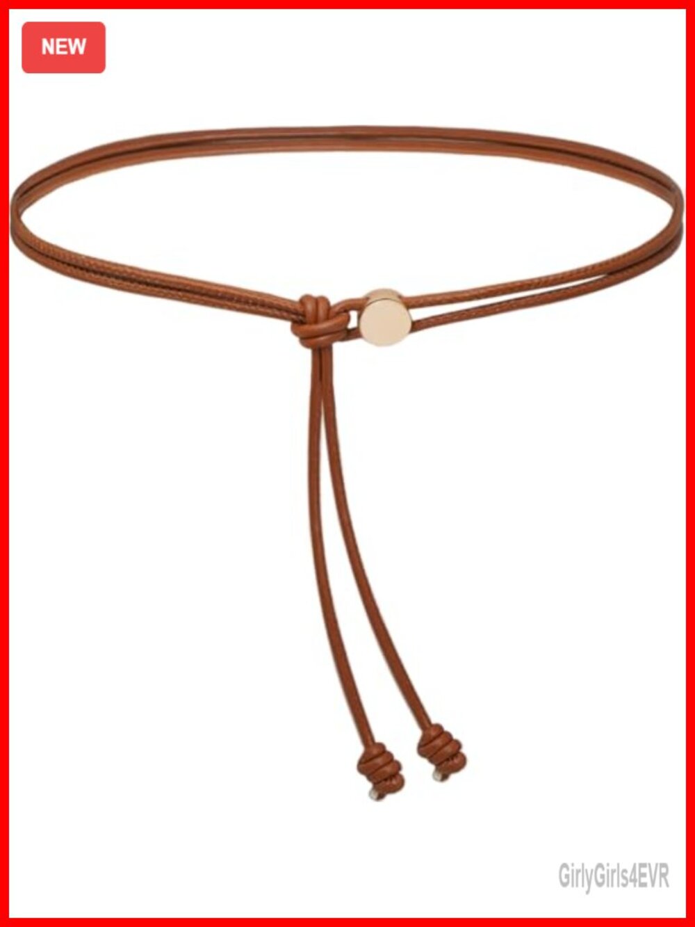 Skinny PU Leather Knotted Rope Belt Adjustable Waist Tie for Dresses